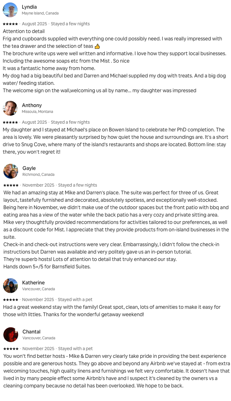 The Barnfield Suites testimonials from guests